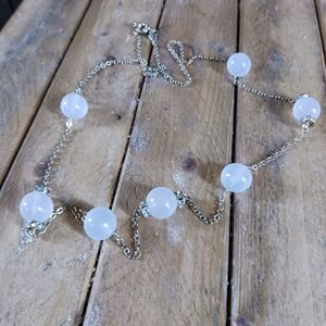 J Crew Pink Satalite Bead Rhinestone Necklace 35 inches